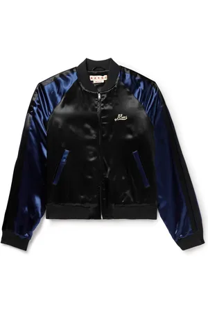 Teddy Embellished Appliquéd Satin Bomber Jacket