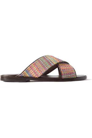 Manolo Blahnik Otawi Leather-Trimmed Jacquard Sandals - Men - - UK 6