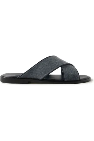 Manolo Blahnik Otawi Leather-Trimmed Denim Sandals - Men - - UK 8
