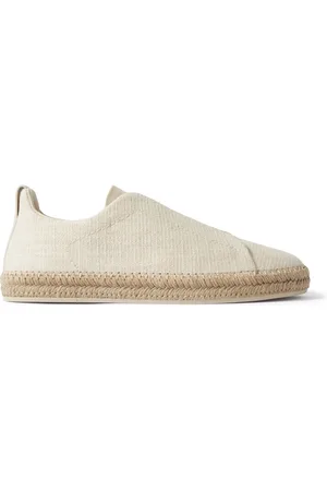 Ermenegildo Zegna Triple Stitch™ Leather-Trimmed Canvas Slip-On Sneakers - Men - - UK 7