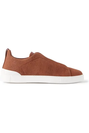 Ermenegildo Zegna Triple Stitch™ Leather-Trimmed Canvas Slip-On Sneakers - Men - - UK 8