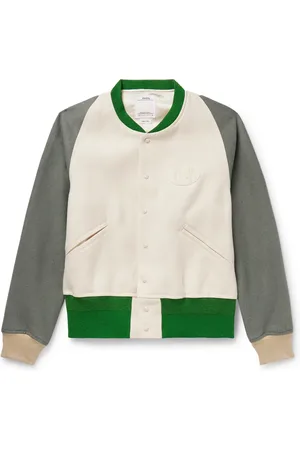 VISVIM Colour-Block Logo-Appliquéd Wool and Linen-Blend Varsity Jacket - Men - - 3