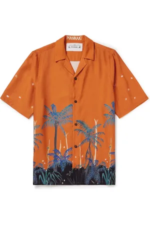 Manaaki Mana Camp-Collar Printed Lyocell and Linen-Blend Shirt - Men - - L