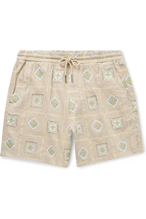 NN.07 Gregor 5398 Straight-Leg Embroidered Linen-Blend Drawstring Shorts - Men - - XL