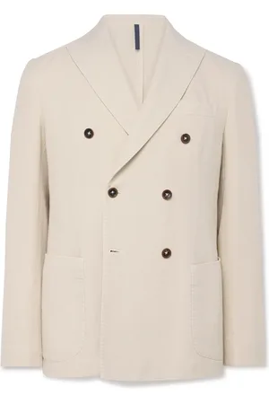 Incotex Montedoro Unstructured Double-Breasted Basketweave Cotton and Ramie-Blend Blazer - Men - - IT 50
