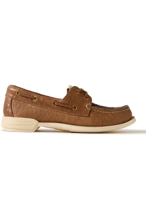 VISVIM Americana II Eye-Folk Textured-Leather Boat Shoes - Men - - US 8