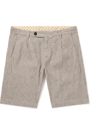 MASSIMO ALBA Alaccia Straight-Leg Pleated Striped Linen Bermuda Shorts - Men - - IT 54