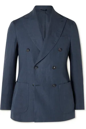 DE PETRILLO Double-Breasted Linen Suit Jacket - Men - - IT 52