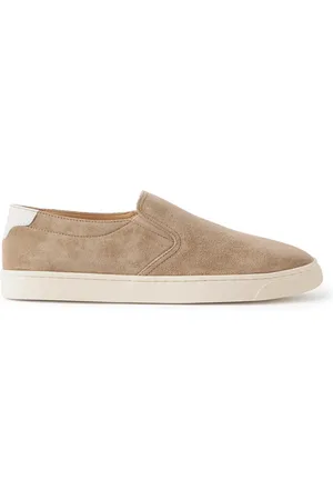 Brunello Cucinelli Leather-Trimmed Suede Slip-On Sneakers - Men - - EU 44