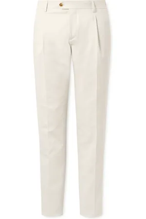 LARDINI Straight-Leg Pleated Cotton-Blend Twill Trousers - Men - - IT 52