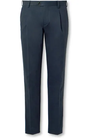LARDINI Straight-Leg Pleated Cotton-Blend Twill Trousers - Men - - IT 54