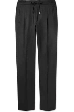 LARDINI Straight-Leg Pleated Wool-Blend Twill Drawstring Trousers - Men - - IT 52