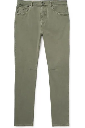 Brunello Cucinelli Tapered Garment-Dyed Stretch-Cotton Trousers - Men - - IT 60