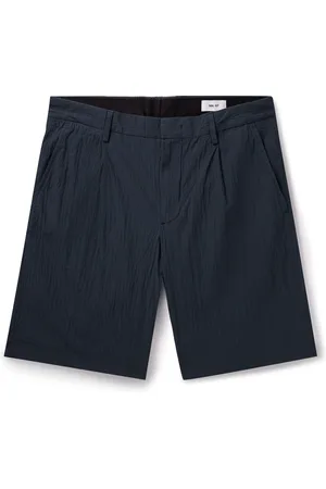 NN.07 Bill 5721 Straight-Leg Pleated Crinkled Organic Cotton-Blend Shorts - Men - - UK/US 29