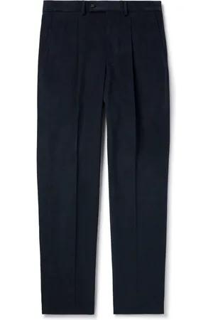 CARUSO Straight-Leg Pleated Brushed Cotton-Blend Twill Trousers - Men - - IT 52