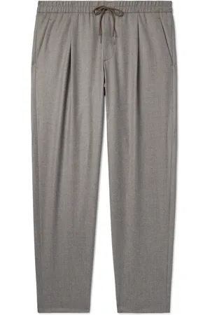 CARUSO Straight-Leg Pleated Cotton-Blend Flannel Drawstring Trousers - Men - - IT 46