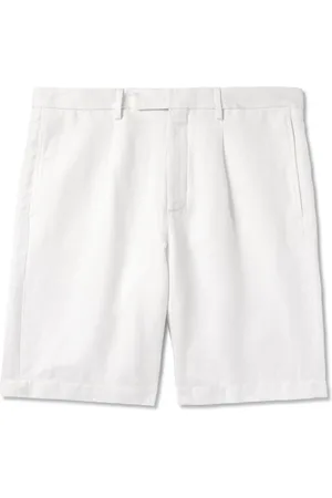 Boglioli Straight-Leg Pleated Herringbone Cotton and Linen-Blend Shorts - Men - - IT 48