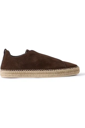 Ermenegildo Zegna Triple Stitch™ Leather-Trimmed Suede Slip-On Sneakers - Men - - UK 7
