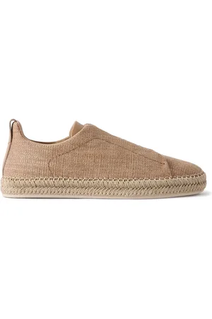 Ermenegildo Zegna Triple Stitch™ Leather-Trimmed Canvas Slip-On Sneakers - Men - - UK 9.5