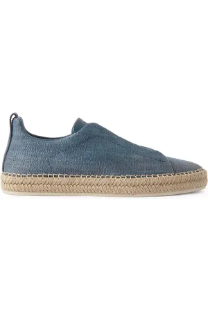 Ermenegildo Zegna Triple Stitch™ Leather-Trimmed Canvas Slip-On Sneakers - Men - - UK 7