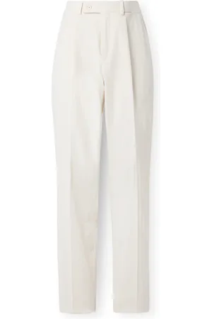 CARUSO Straight-Leg Pleated Brushed Cotton-Blend Twill Trousers - Men - - IT 48