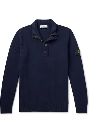 Stone Island Logo-Appliquéd Wool-Blend Half-Placket Sweater - Men - - L