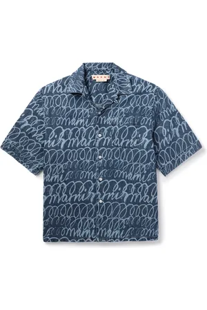 Marni Convertible-Collar Printed Denim Shirt - Men - - IT 50