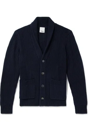 Allude Shawl-Collar Ribbed Wool and Cashmere-Blend Cardigan - Men - - S