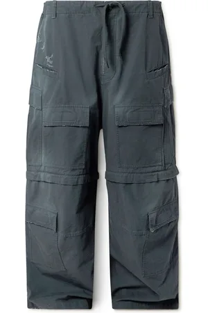 Balenciaga Wide-Leg Distressed Cotton-Ripstop Drawstring Cargo Trousers - Men - - S