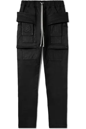 DRKSHDW BY RICK OWENS Creatch Tapered Waxed Stretch-Denim Drawstring Cargo Jeans - Men - - XXL