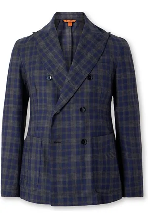 BARENA Doria Double-Breasted Checked Wool Suit Jacket - Men - - IT 50