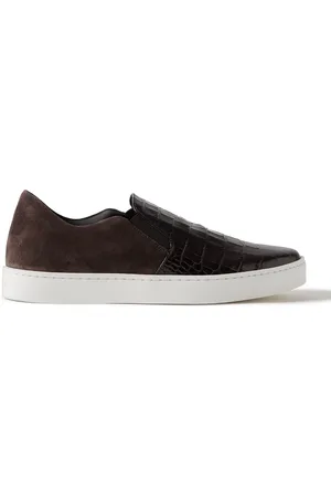 Manolo Blahnik Nadores Suede and Croc-Effect Leather Slip-On Sneakers - Men - - UK 7