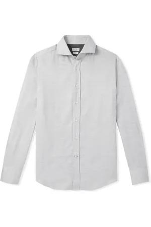 Brunello Cucinelli Herringbone Cotton and Lyocell-Blend Flannel Shirt - Men - - M