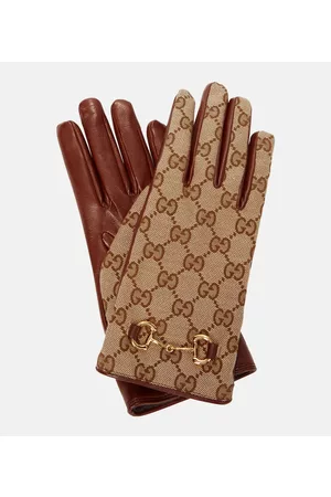 Gucci GG-canvas and leather gloves
