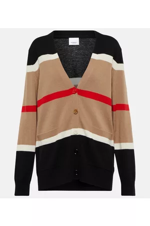 Burberry Women Cardigans - Striped cashmere and silk cardigan