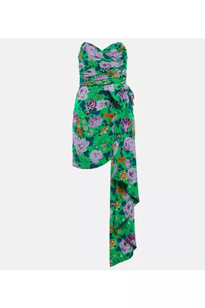 Alessandra Rich Floral silk bustier minidress