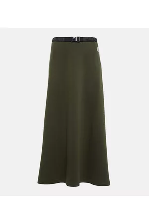 Moncler Belted cotton-blend fleece skirt