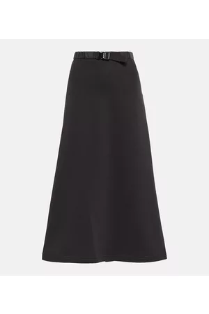 Moncler Women Midi Skirts - Belted cotton-blend fleece skirt