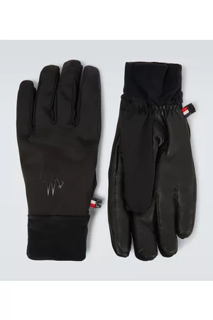 Moncler Technical nylon and leather gloves