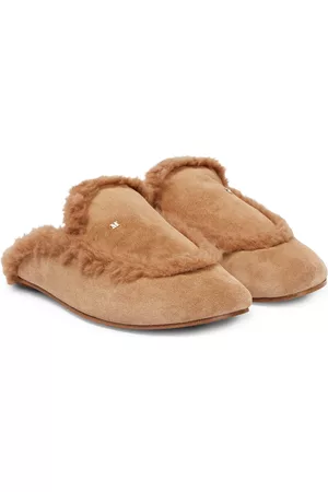 Max Mara Women Slippers - Shearling-lined suede slippers