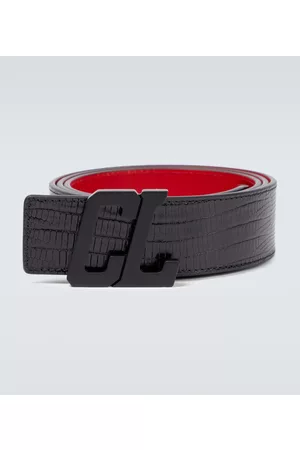 Christian Louboutin Loubi Stud-embellished Leather Belt in Red for