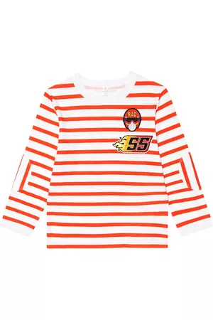 Stella McCartney Kids Tops - Embroidered striped cotton jersey top