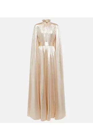 Erdem LamÃ© high-neck silk-blend cape gown