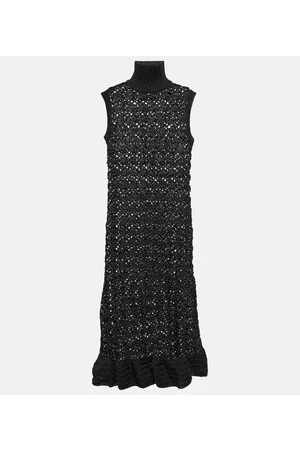 Ganni Metallic knit turtleneck midi dress