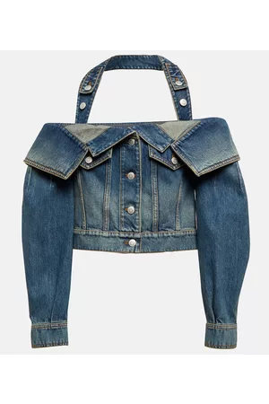 Alexander McQueen Women Denim Jackets - Cropped denim jacket