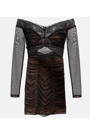 Self-Portrait Ruched lace minidress