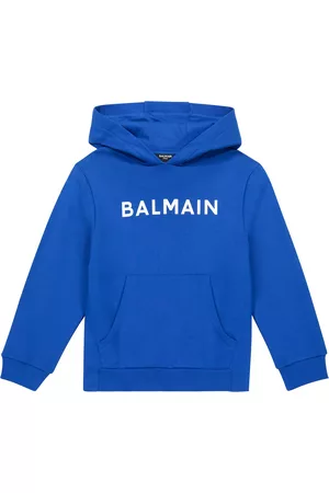 Balmain Kids Hoodies - Logo cotton jersey hoodie