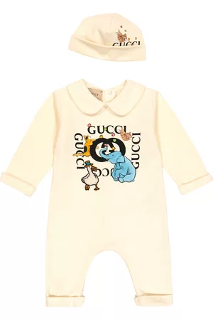 Gucci Baby logo cotton onesie and beanie hat