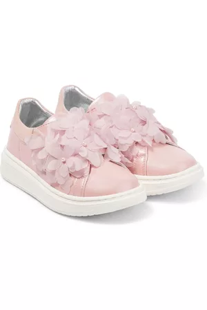 MONNALISA Baby floral appliquÃ© leather sneakers