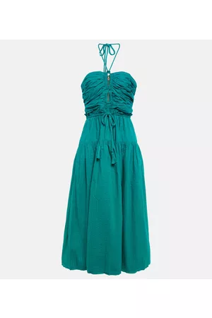 ULLA JOHNSON Women Halter Neck Dresses - Emmaline halterneck cotton poplin midi dress